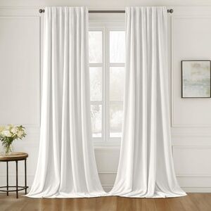 Miulee White Velvet Curtains 52" x 96" - 2 Panels